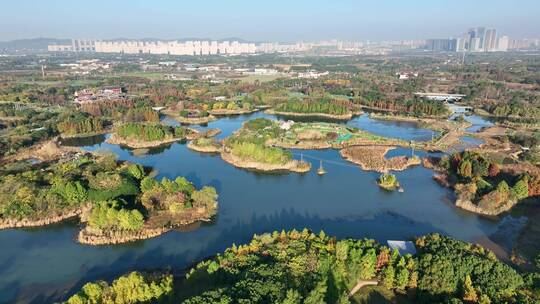 航拍无锡贡湖湾湿地公园