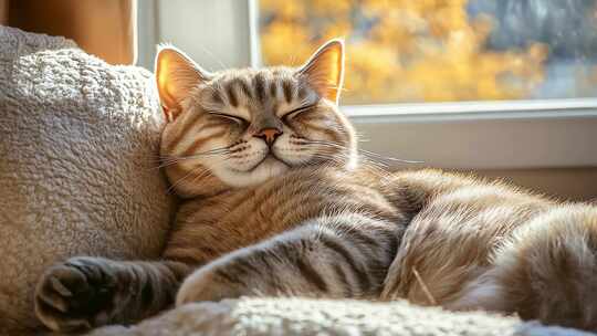 慵懒猫咪享受午后阳光的惬意时光
