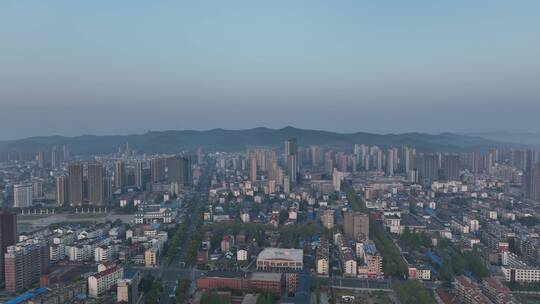 早晨滁州城市航拍大景平移