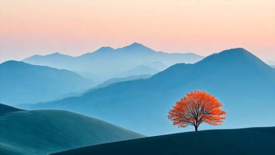 秋日山峦的宁静之美背景金色山野的自然风光