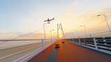 航拍港珠澳大桥日出高清在线视频素材下载