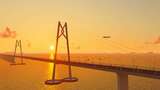 航拍港珠澳大桥日出高清在线视频素材下载
