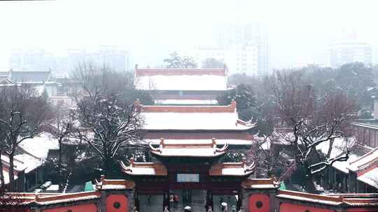 南京朝天宫雪景航拍