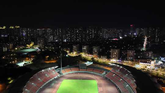 四川自贡南湖体育中心夜景