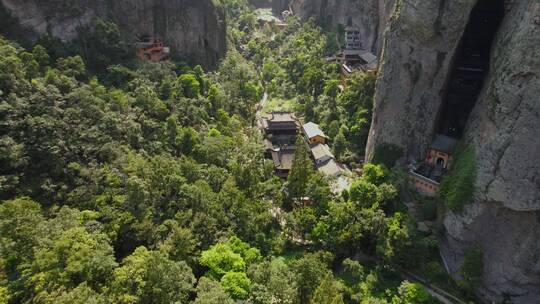 航拍5A景区雁荡山大龙湫景观区剪刀