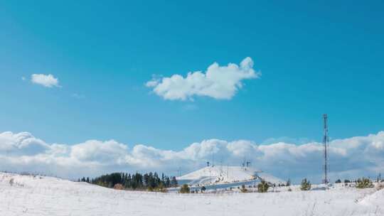 雪山滑雪场延时