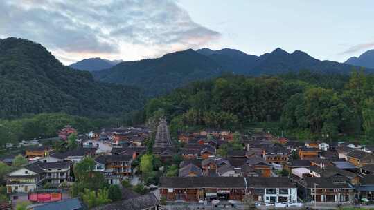 4k60-贵州铜仁梵净山风景区寒沙侗寨航拍