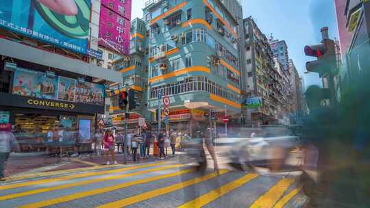 香港人行街道_香港红绿灯_香港波鞋街延时