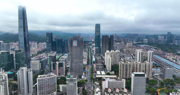 5K航拍雨后深圳高楼林立繁华都市全景