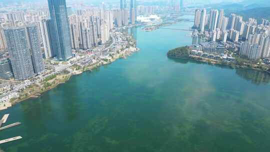 4K 长沙地标梅溪湖CBD航拍  9