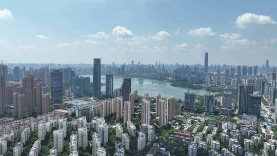 武汉武昌新区航拍城市建筑风光鸟瞰市区风景