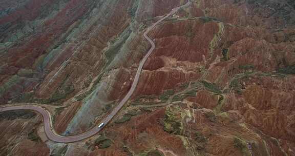 航拍张掖丹霞地貌国家地质公园风景