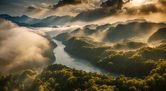 唯美风光日出日落云海风景唯美开场航拍中国