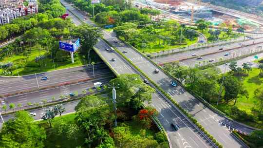 深圳城市延时皇岗路立交桥车流