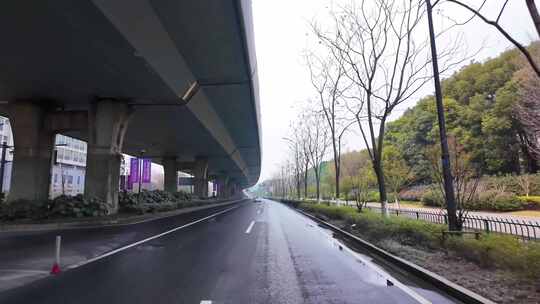 城市马路沿途风景开车第一视角道路公路素材