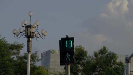 广州黄埔区红绿灯人行道视频素材模板下载