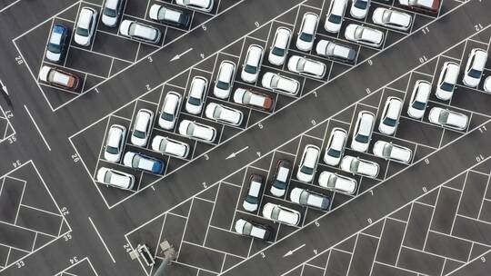 停车场鸟瞰图智慧智能航拍