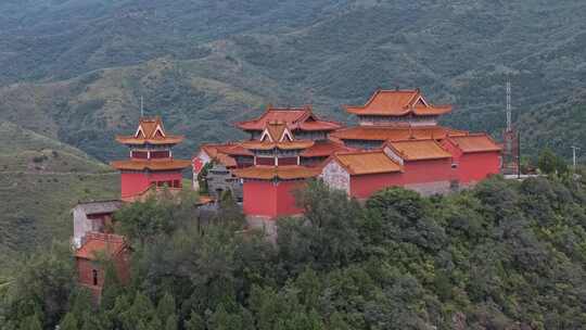 航拍洛阳偃师牛心山洪江寺视频素材模板下载