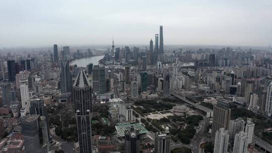 上海城市风光阴天航拍4K视频素材模板下载