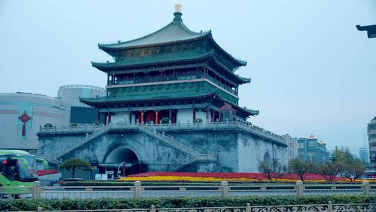 西安 鼓楼 延时 街景 景点