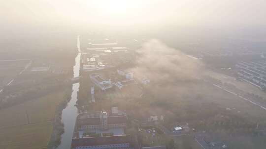 乌镇 秋天 晨雾 秋天大景航拍