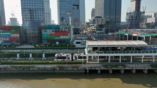 广州有轨电车航拍视频素材模板下载