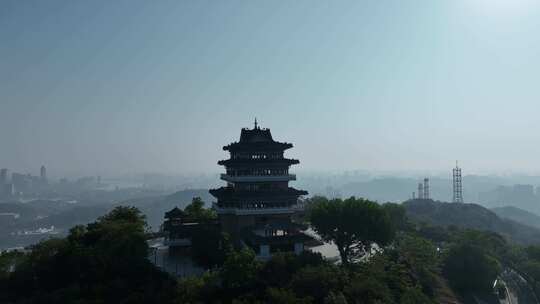 惠州挂榜阁航拍山峰寺庙森林风景红花湖景区