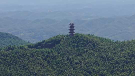 蓝天白云 航拍湖南衡阳蔡伦竹海 远山空镜