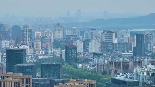 杭州市拱墅区市区高楼大厦车流航拍城市风景