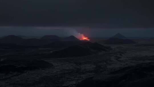 航拍火山活动 岩浆流动