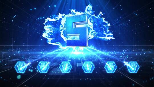 震撼蓝色5秒手掌印按钮启动仪式AE模板1