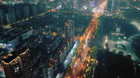 杭州钱塘新区文泽路夜晚夜景车流延时