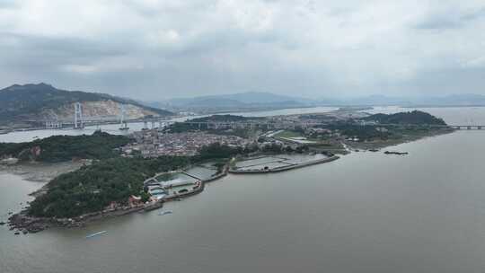 漳州市海门岛航拍海上小岛风光