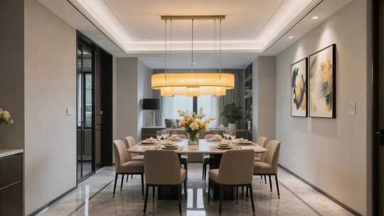 现代简约风格餐厅室内场景