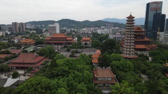 福建福州西禅古寺历史文化古建筑航拍