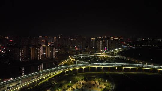 泉州夜景航拍城市道路车流江滨南路夜景航拍视频素材模板下载