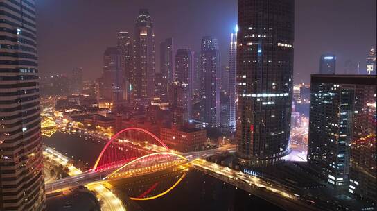 天津海河夜景延时摄影