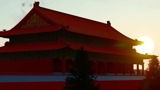 中国北京故宫早晨日出延时