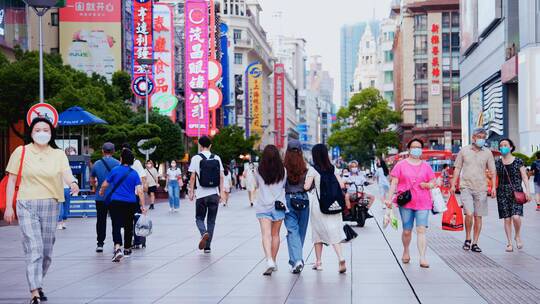 南京路步行街街景视频素材模板下载