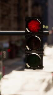 城市街道上的红色交通灯