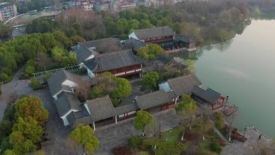 杭州市湘湖老虎洞景区春色航拍