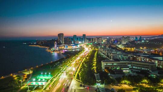 青岛西海岸夜景亮化航拍延时