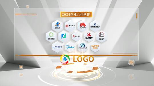 黄色合作伙伴logo墙展示