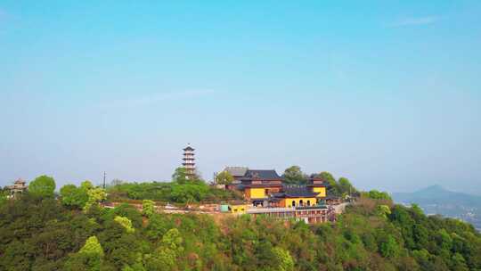 杭州萧山湘湖先照寺建筑风景航拍