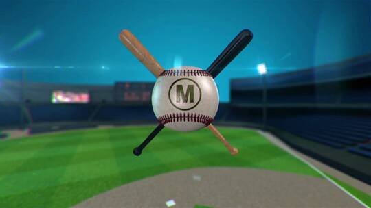 LOGO演绎棒球运动展示体育运动标志文本过渡ae模板