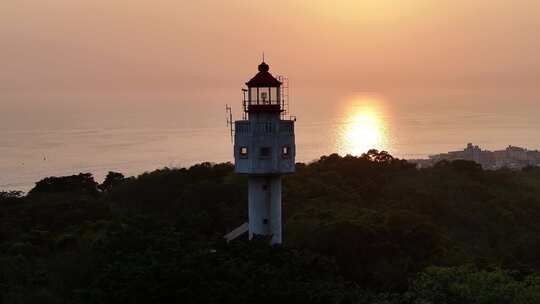 涠洲岛灯塔日落航拍