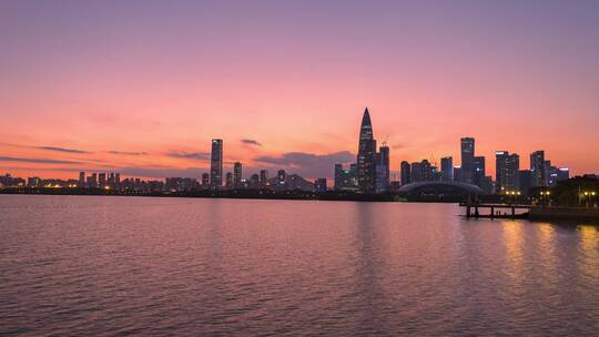 深圳湾后海日转夜延时美景