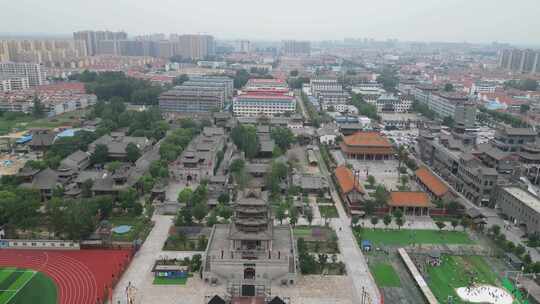 航拍山东菏泽水浒好汉城4a景区