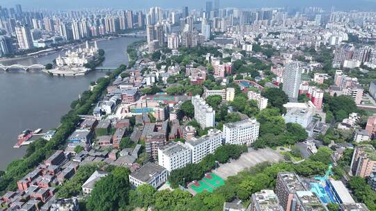 福州烟台山公园风景航拍烟台山建筑城市风光