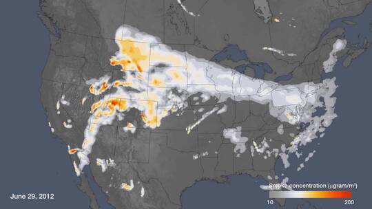 美国各地的野火烟雾污染